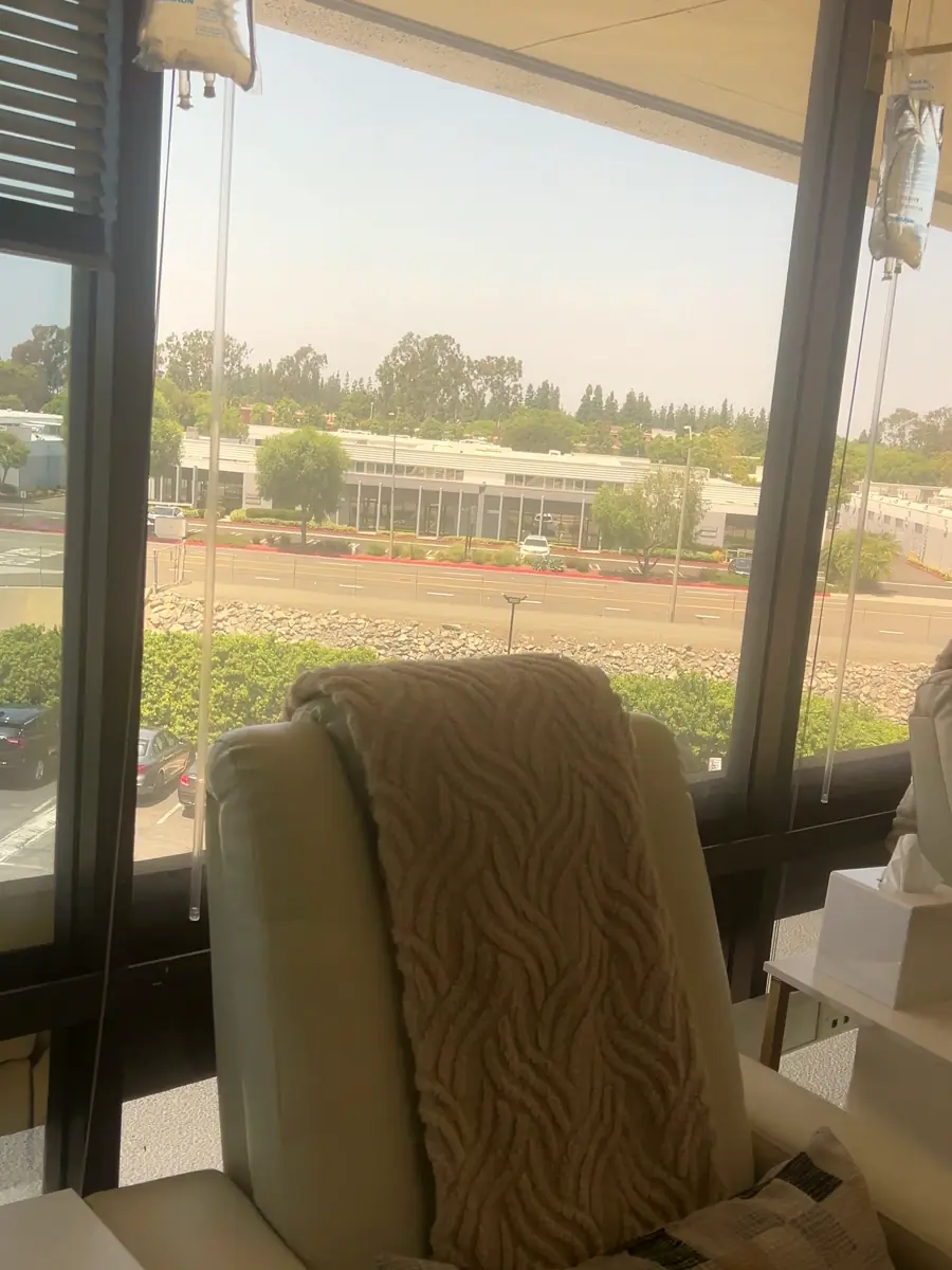 Recliner beside a window in the IV lounge